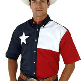 Roper Pieced Texas Flag (Multi) - Men's Short Sleeve Shirt