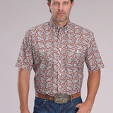Roper 2499 Clay Paisley (Orange) - Men's Short Sleeve Shirt