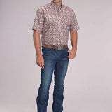 Roper 2499 Clay Paisley (Orange) - Men's Short Sleeve Shirt