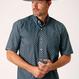 Roper 1451 Cottage Foulard (Blue) - Men's Short Sleeve Shirt