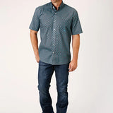 Roper 1451 Cottage Foulard (Blue) - Men's Short Sleeve Shirt