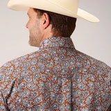 Roper 1453 Spring Paisley (Orange) - Men's Short Sleeve Shirt