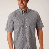 Roper 1460 Stretch Diamond Star (Grey) - Men's Short Sleeve Shirt