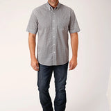 Roper 1460 Stretch Diamond Star (Grey) - Men's Short Sleeve Shirt