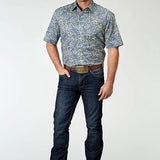 Roper 1933 Delft Paisley (Blue) - Men's Short Sleeve Shirt