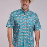 Roper 2887 Vintage Paisley (Blue) - Men's Short Sleeve Shirt