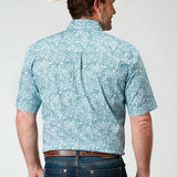 Roper 1944 Stretch Paisley (Blue) - Men's Short Sleeve Shirt