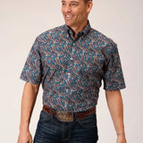 Roper 1558 Independence Foulard (Blue) - Men's Short Sleeve Shirt