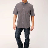 Roper 1559 Classic Geo (Blue) - Men's Short Sleeve Shirt
