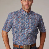 Roper 2024 River Paisley (Blue) - Men's Short Sleeve Shirt