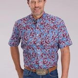 Roper 2496 Heritage Paisley (Wine) - Men's Short Sleeve Shirt