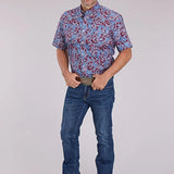Roper 2496 Heritage Paisley (Wine) - Men's Short Sleeve Shirt