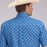 Roper 2497 Ribbon Medallion (Blue) - Men's Short Sleeve Shirt
