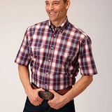 Roper 1553 Independence Plaid (Red) - Men's Short Sleeve Shirt