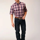 Roper 1553 Independence Plaid (Red) - Men's Short Sleeve Shirt