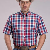 Roper 2888 American Plaid (Blue) - Men's Short Sleeve Shirt