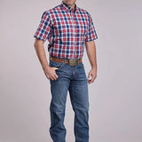 Roper 2888 American Plaid (Blue) - Men's Short Sleeve Shirt