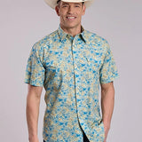 Roper 2844 Hibiscus Dreams (Yellow) - Men's Short Sleeve Shirt
