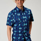 Roper 1907 Ombre Hawaiian (Blue) - Men's Short Sleeve Shirt
