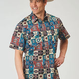 Roper 1909 Vintage Patchwork (Multi) - Men's Short Sleeve Shirt