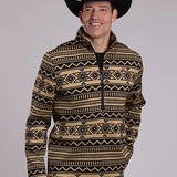 Roper 3297 Diamond Fleece (Black) - Men's Quarter Zip Sweater
