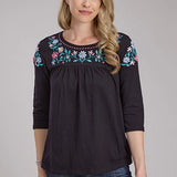 Roper 2336 Cotton Slub (Black) - Women's Western Blouse