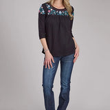 Roper 2336 Cotton Slub (Black) - Women's Western Blouse