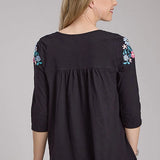 Roper 2336 Cotton Slub (Black) - Women's Western Blouse
