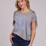 Roper 2866 Fringe Trim (Grey) - Women's T-Shirt