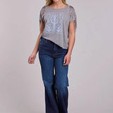 Roper 2866 Fringe Trim (Grey) - Women's T-Shirt