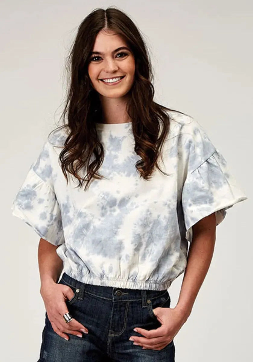 Roper French Terry Top (Blue) - Women's Cotton Shirt - Hatcountry