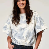 Roper French Terry Top (Blue) - Women's Cotton Shirt - Hatcountry