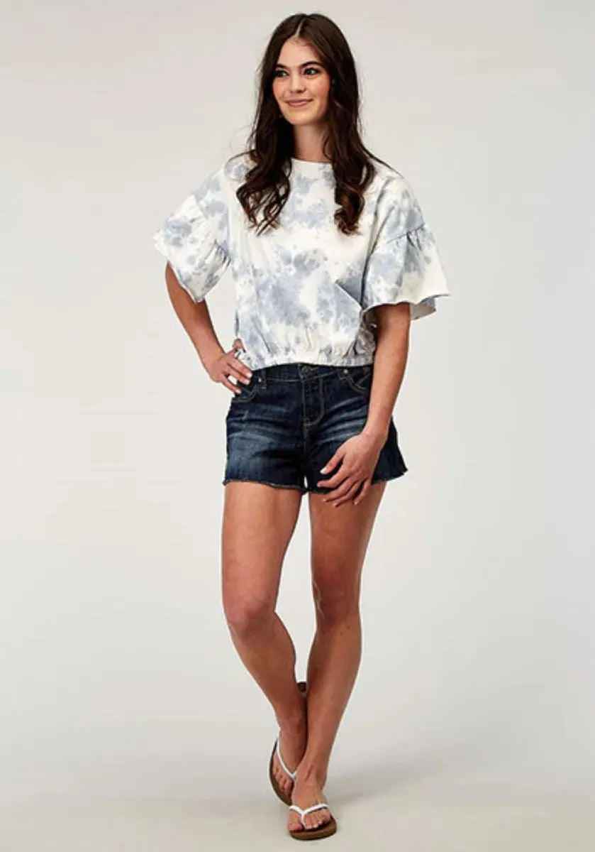 Roper French Terry Top (Blue) - Women's Cotton Shirt - Hatcountry