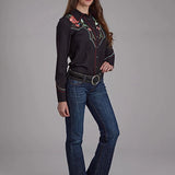 Roper 2293 Twill Retro Shirt (Black) - Women's Western Shirt