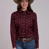 Roper 3289 Skull Print (Wine) - Women's Western Shirt