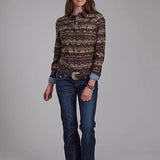 Roper 2175 Distressed Aztec (Brown) - Women's Western Shirt