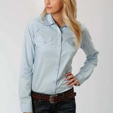 Roper Solid Poplin (Light Blue) - Women's Western Shirt