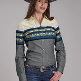 Roper 2122 Diamond Border (Grey) - Women's Western Shirt