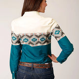 Roper 1677 Sawtooth Border (Blue) - Women's Western Shirt