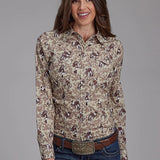 Roper 2116 Brushstroke Cowboys (Brown) - Women's Western Shirt