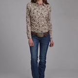 Roper 2116 Brushstroke Cowboys (Brown) - Women's Western Shirt