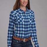 Roper 2206 Unlined Flannel (Blue) - Women's Western Shirt