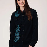 Roper 1947 Embroidery Corduroy (Black) - Women's Western Shirt