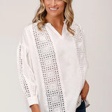 Roper 1599 3/4 Sleave (White) - Women's Western Blouse