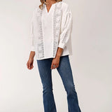 Roper 1599 3/4 Sleave (White) - Women's Western Blouse