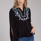 Roper 2335 Poly Velvet (Black) - Women's Western Blouse