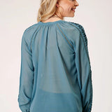 Roper 1873 Poly Georgette (Blue) - Women's Western Blouse