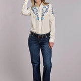 Roper 3250 Floral Fabric (White) - Women's Western Shirt