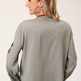 Roper 1422 Poly Crepe (Grey) - Women's Western Blouse
