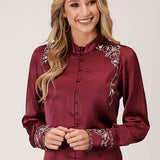 Roper 1425 Poly Satin (Red) - Women's Western Blouse